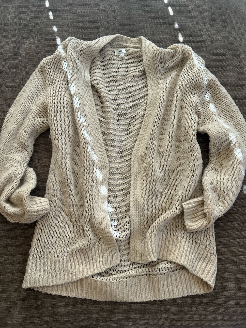 aerie Open Knit Tan Cardigan Sweater